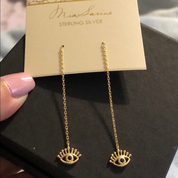 Mia Sarine Sterling Silver Evil Eye Earrings - Picture 2 of 3